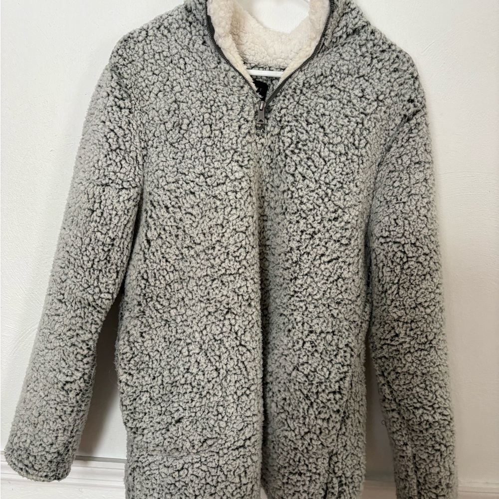 Love Tree Gray and Cream Sherpa Jacket